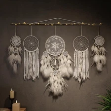 5 Pack Boho Dream Catcher Wall Hanging - White Handmade Dream Catchers Large ...