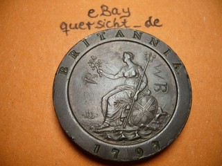 RRARE: 2 Pence Georg III. 1797 AE 40 94 mm 55 90 g ELEVEN leaves !!! (EG017)