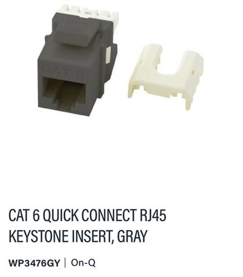 Legrand On-Q WP3476GY Cat 6 RJ45 Keystone Insert   Gray   NEW Sealed