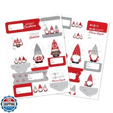 Big Dot of Happiness Christmas Gnomes Gift Stickers - Assorted Ta