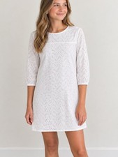 Girls Gap Dress size XXL eyelet white long 3/4 sleeve 100 cotton gapkids