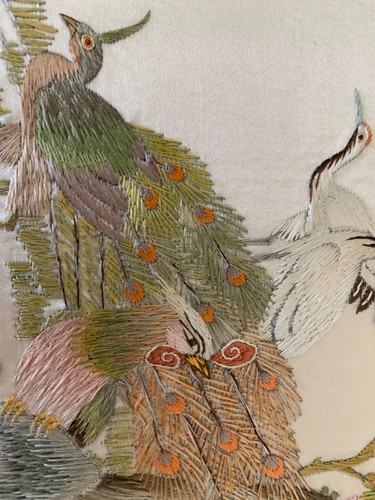Unframed Vintage Chinese Silk Embroidery Bird Picture - 第 12/18 張圖片