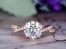 2Ct Round Cut Lab-Created Diamond Womens Engagement Ring 14K Rose Gold Plated