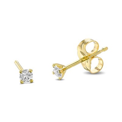 14K Gelbgold Ohrstecker mit 0,07 ct. natürlichem Diamanten (rund, F+, VVS-VS)