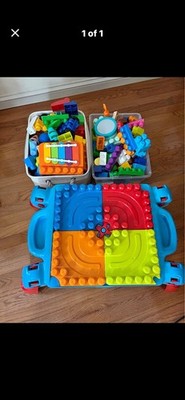 Mega Bloks Big Builders Build 'N Learn Table Filled With Mega Bloks