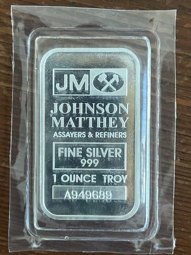 John Matthey 1 ounce 0.999 Fine Silver Bar w/ serial number