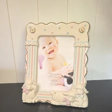 Vintage Discontinued Lenox Lazy Lambs Nursery Photo Picture Frame 5×7
