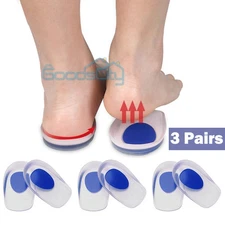 3 Pairs Half Insoles Support Silicone Gel Orthotic Sport Heel Cup Insert Heel