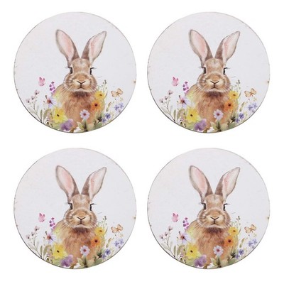 Ostern Holz Untersetzer 4er Set Blumen Hase Design