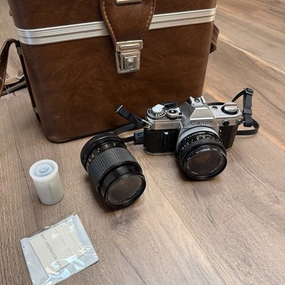 Canon AE-1 Film Camera w/ Leather Case And Lens Working