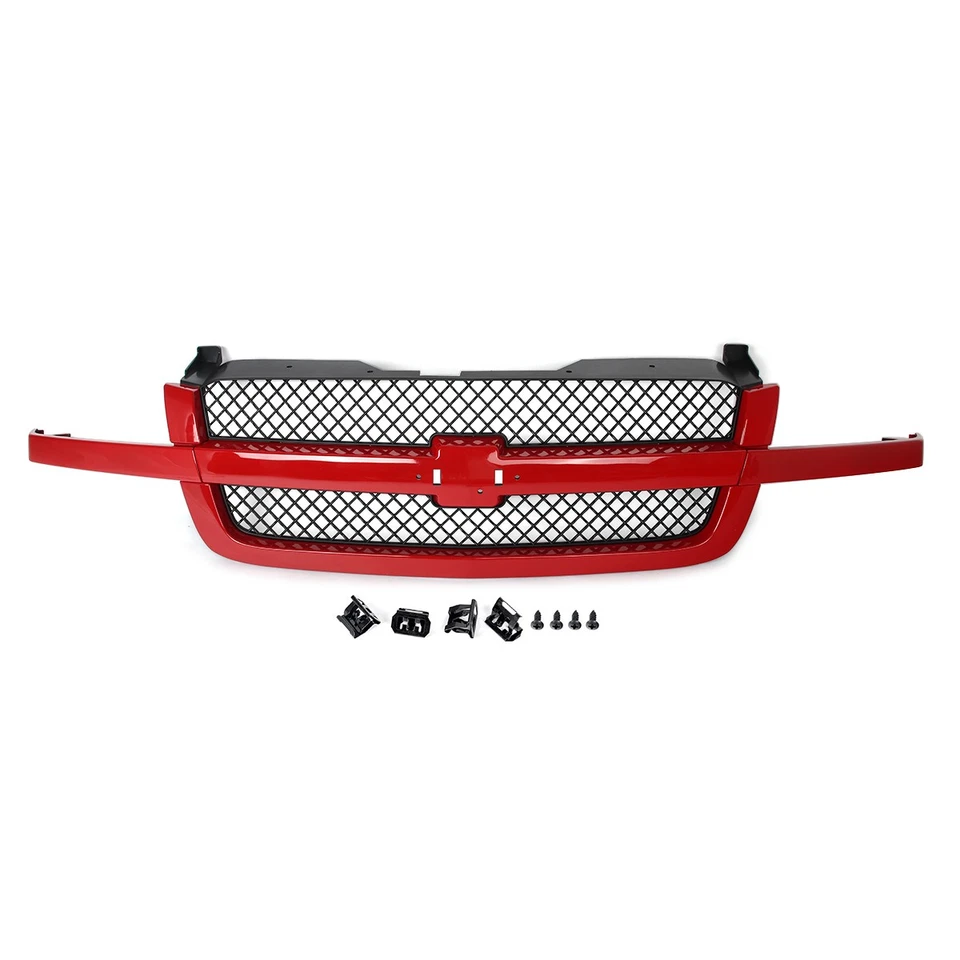 Victory Red Front Bumper Grille Mesh For Chevy Silverado 1500 2500 3500 2003-07 Foto 4 de 4