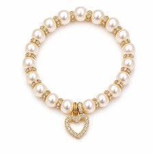 Elegant Pearl Love Pendant Bracelet Women Fashion Alloy Jewelry
