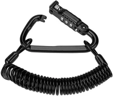 Ailelan Motorcycle Helmet Lock & Cable, Sleek Black Tough Combination 
