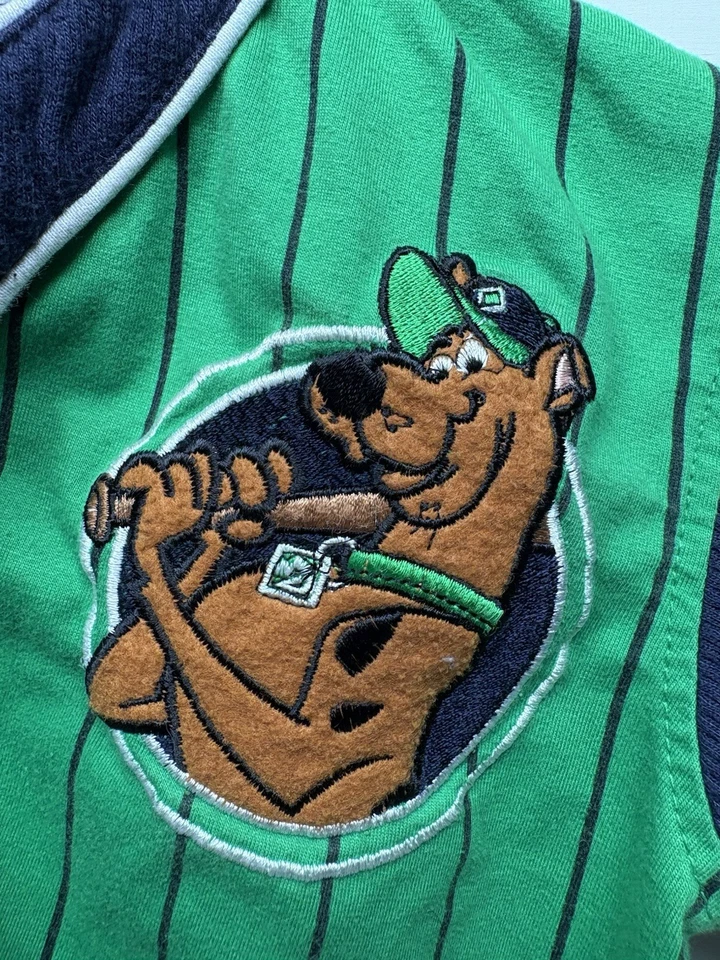 Camiseta de béisbol vintage Scooby-Doo abotonada de plástico parcheada bordada - 4T Foto 4 de 4