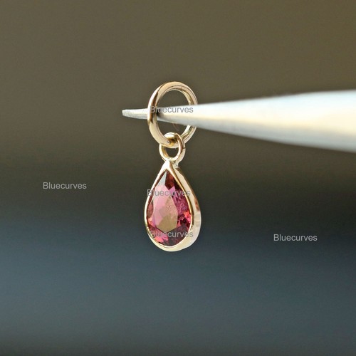 Pear Natural Tourmaline Mini Charm for Pendant,Necklace,Earring 14k Yellow Gold - Picture 2 of 8