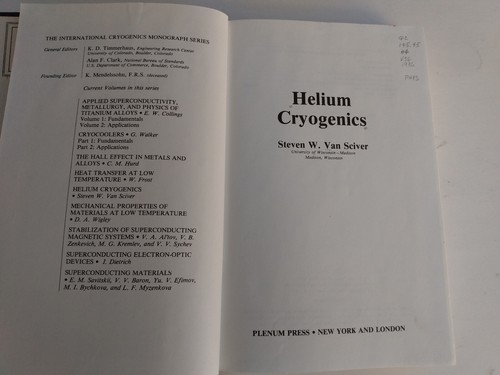 Helium Cryogenics Fluid Liquid Heat Science & Technology Engineering 1986 - Picture 3 of 17