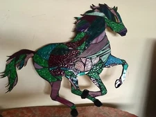 Stained Glass Mosaic Horse Wall Sculpture Ranch  Barn Farm Country Rustic Decor