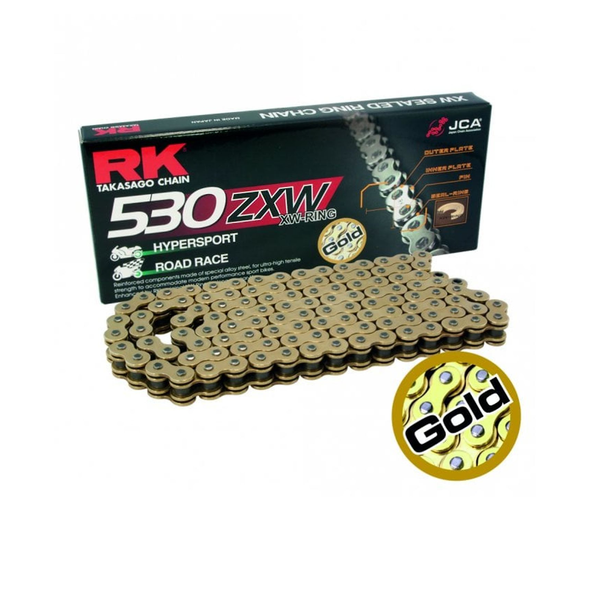 RK-5687 RK-5688　のり RK Chain for Kawasaki ZX-12R (ZX1200) Ninja 2000-2001 Gold
