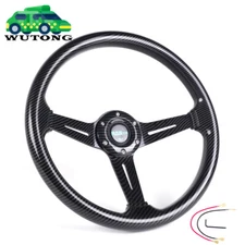 14INCH Universal Carbon Fiber Racing Steering Wheel Drifting Deep Dish 6 Bolt