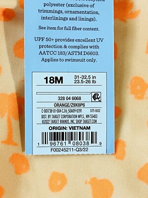 Baby Girl 1 Piece Swimsuit Orange Dots/Palm Trees Cat & Jack Size