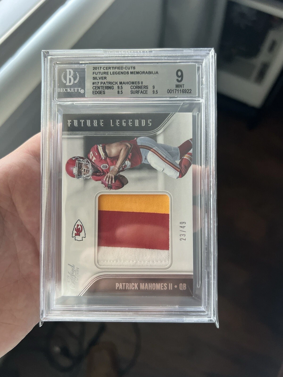 Patrick Mahomes Panini Donruss Certified Cuts Future Legends Memorabilia #17 Silver