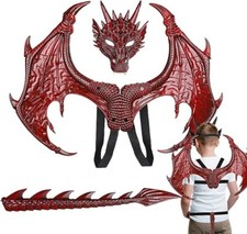 Dragon Cosplay Set Cosplay Props Dragon Wings Tail Face Set With Straps For Kids