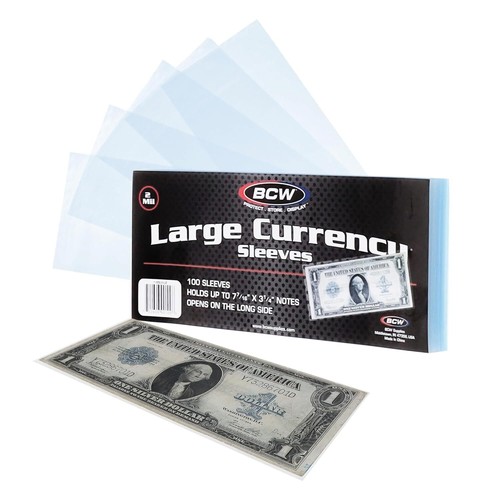 500 Large Size US Currency Banknotes Sleeves Protectors BCW Ultra Thin Holders - Picture 2 of 7