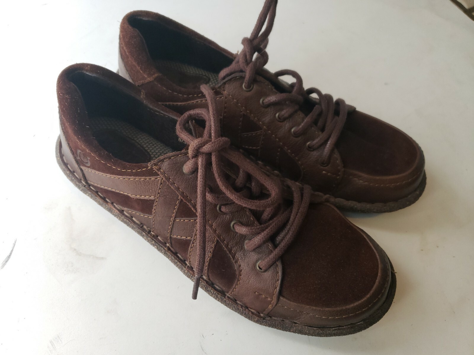 SAOLA Scarpe Oxford stringate in pelle scamosciata marrone BORN suola crepe taglia 8