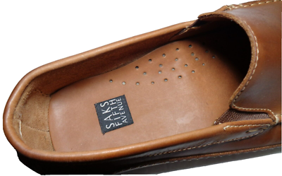 Saks Fifth Avenue Brown Leather Drivers Loafers Shoes Men display picture 1