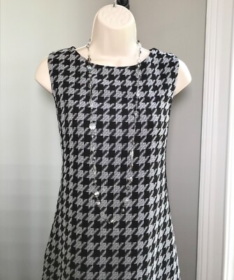 Tahari Sleeveless Black & White Houndstooth Sheath Dress ~ Women's 8 | eBay Tahari Sleeveless Black & White Houndstooth Sheath Dress ~ Women's 8 | eBay