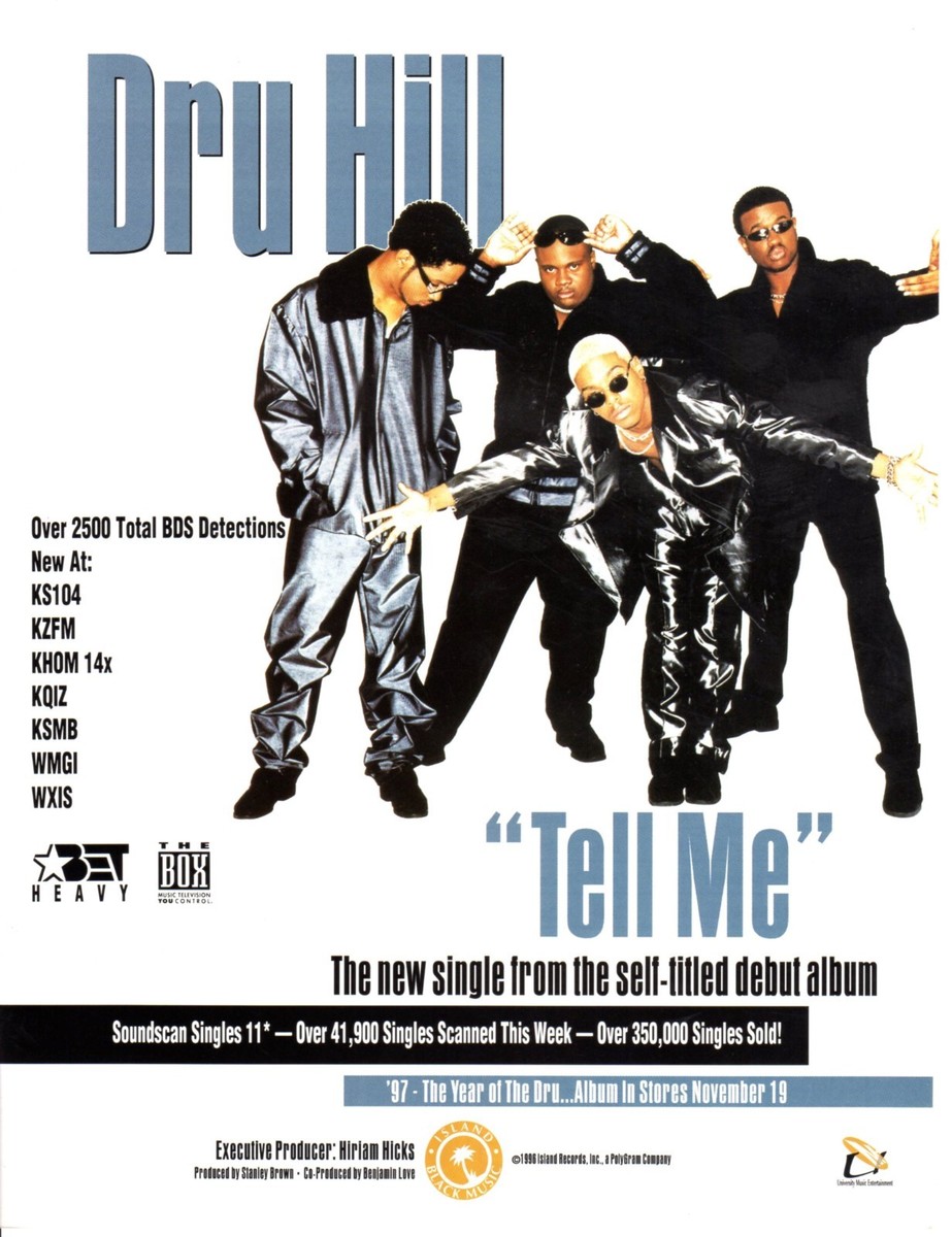 Vintage print Radio Music Promo Dru Hill Tell Me '97 the year of