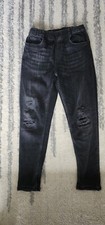 Zara Boys Very Soft Distressed Elastic Waist Jeans Denim Pants Size 11-12 Black