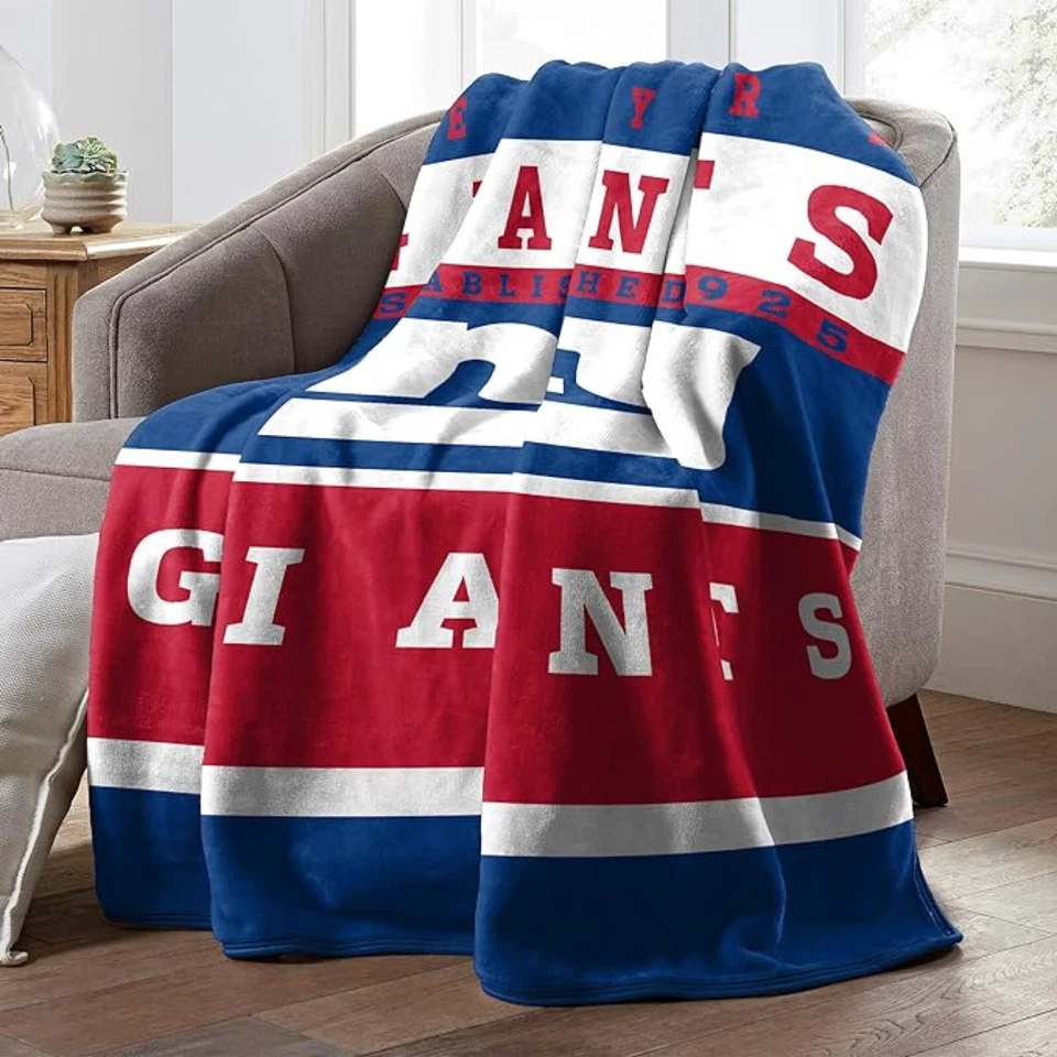New York Giants NFL 60" x 80" Plush Throw Blanket, Soft & Warm - Image 2 of 4