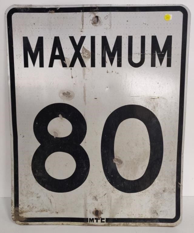 USA SPEED LIMIT看板 ジャンク Retired Maximum 80 Road Sign from Toronto Canada Authentic