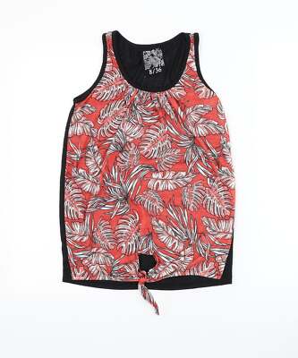 Dunnes Stores Damen rot Blumen Polyestermischung Tank Größe 8-Knoten Fr
