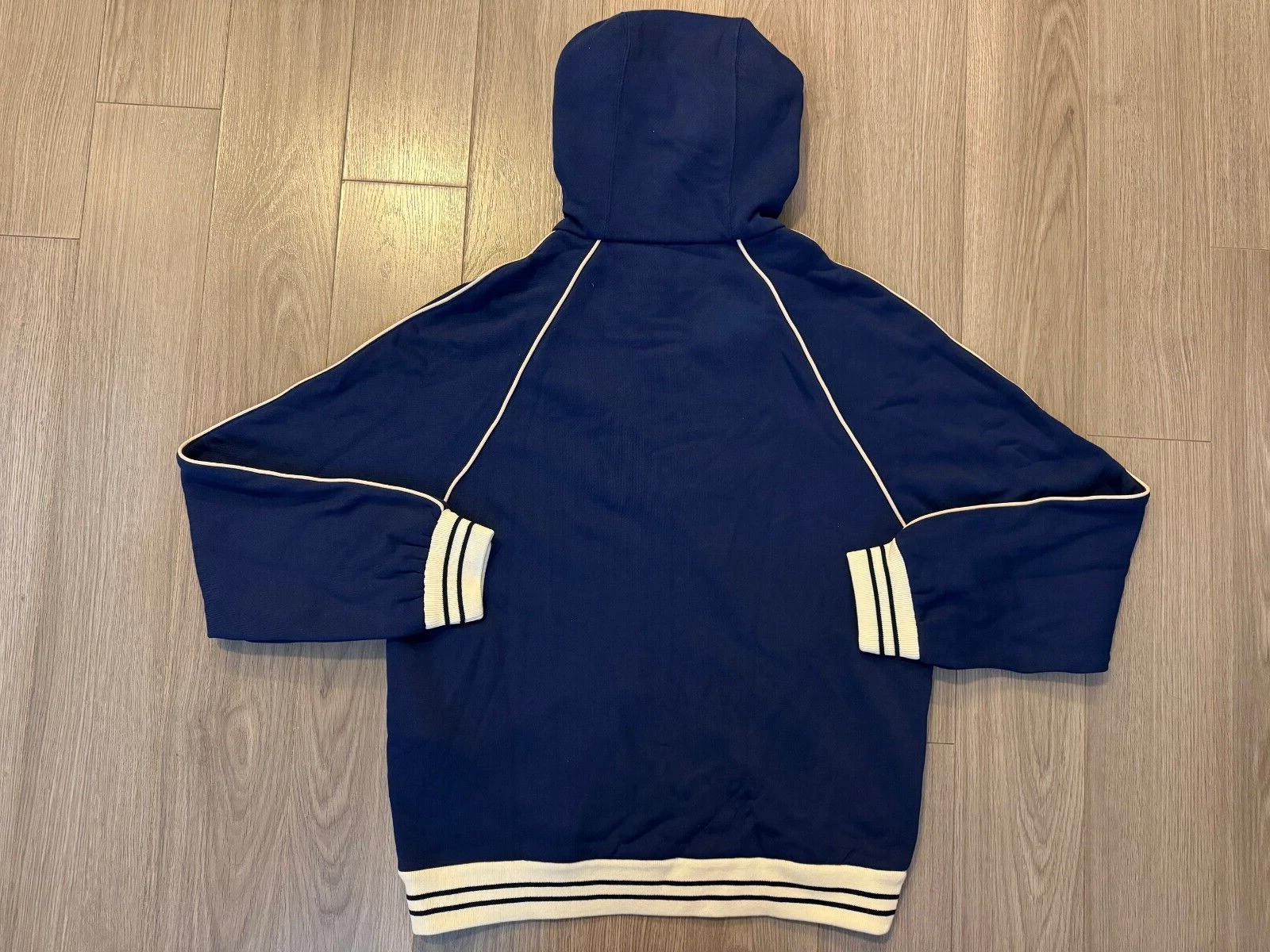 Felpa Gucci in jersey di cotone con toppa zip blu taglia M