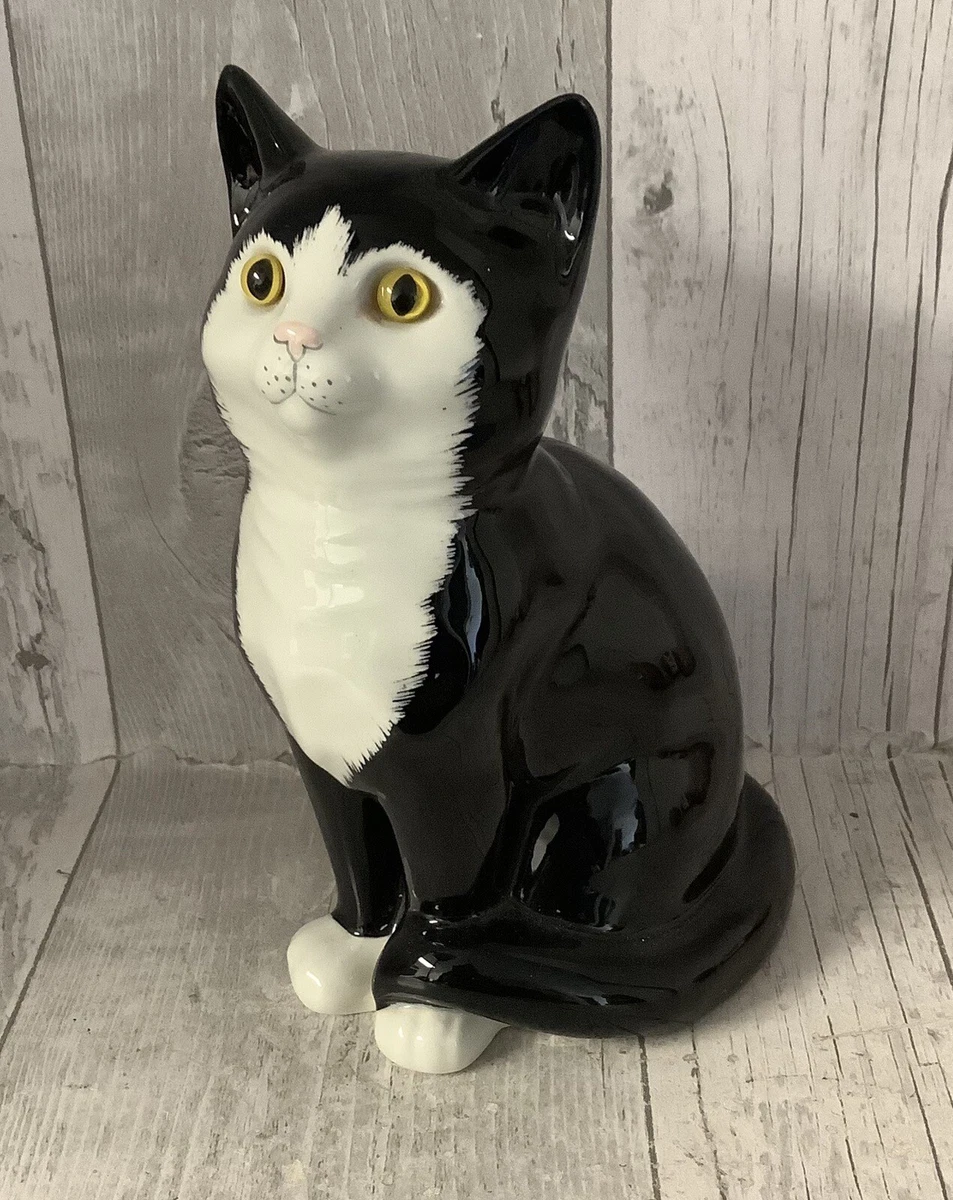 Just Cats Co Pottery Cat Black White Glass Eyes. eBay