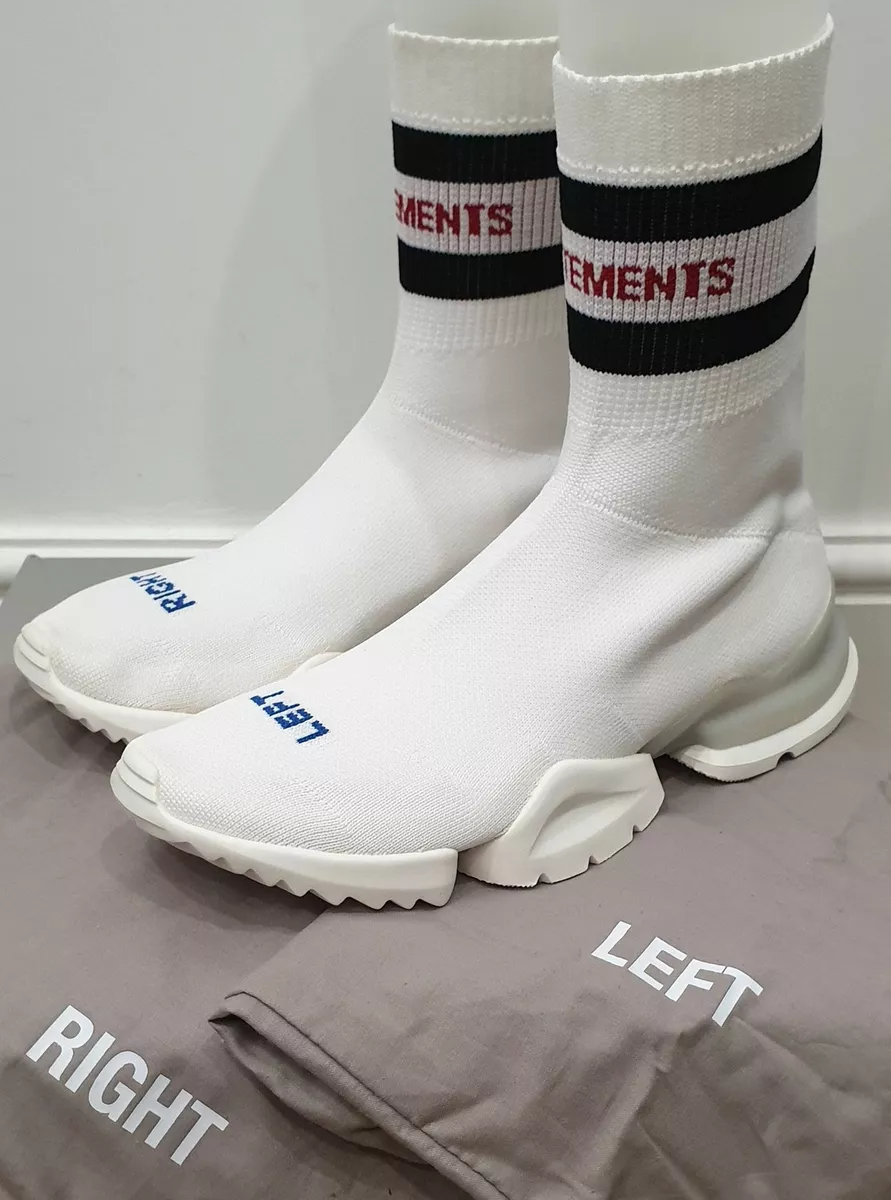 VETEMENTS White Sock Pumps Leather Fabric Sneakers Trainers UK6.5 |