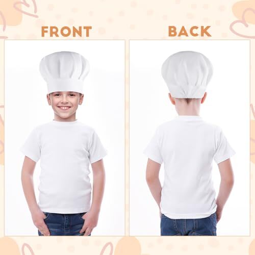 Chef Hat for Kids Adjustable White Chef Hats Elastic Cotton Cooking Cap - Bild 3 von 7