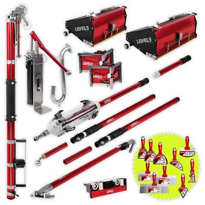#ad LEVEL5 MEGA Drywall Taping and Finishing Set Ext. Handles MiniShot 4 685P $5408.86