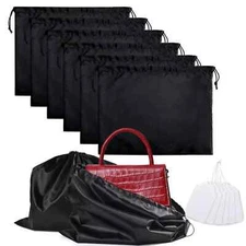 6 Pack Purse Dust Bags Large Silk Drawstring Dust Bag Cover for Handbag Shoe