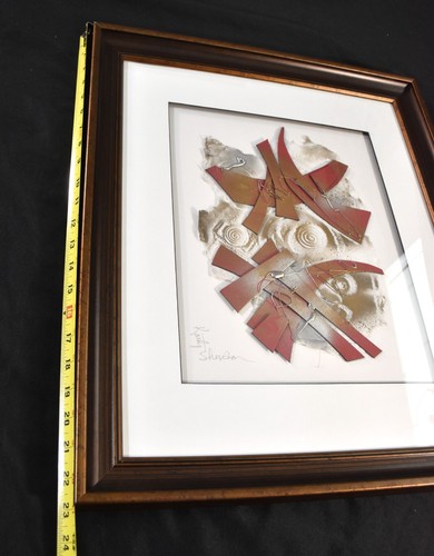 Kathy Sheldon Original Mixed Media Collage Paper & Metal Art Signed, 23"x19" - Picture 7 of 10