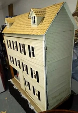 Huge Wooden DOLLHOUSE assembled furnished 3 stories + 3-room Attic