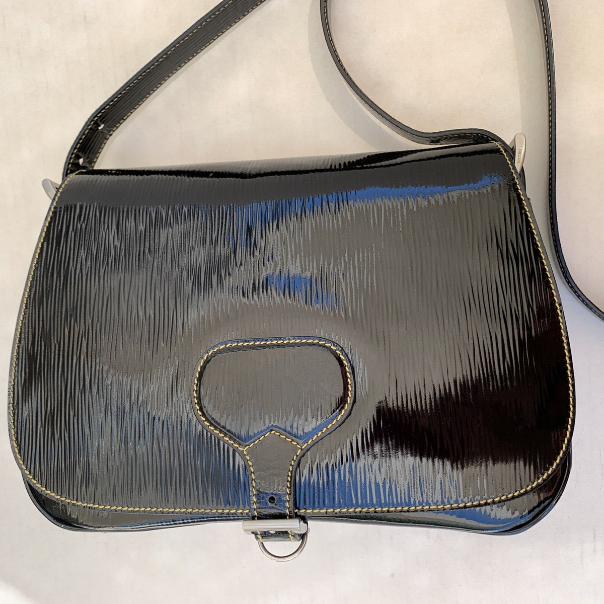 【PRADA】PATENT SHOULDER BAG Prada Arqué Naplak Patent Leather Shoulder Bag | Saks Fifth