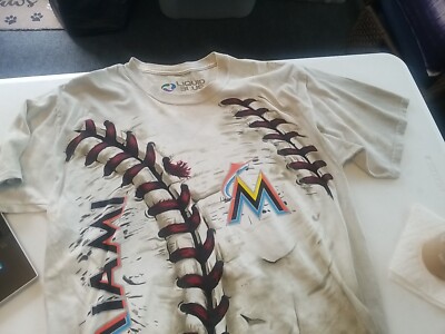 New Liquid Blue - Men's Miami Marlins Tie-Dye T-Shirt Tee Baseball Abstract - M