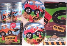 CONSTRUCTION PARTY Birthday Party Supply Set Decoration Kit for 16