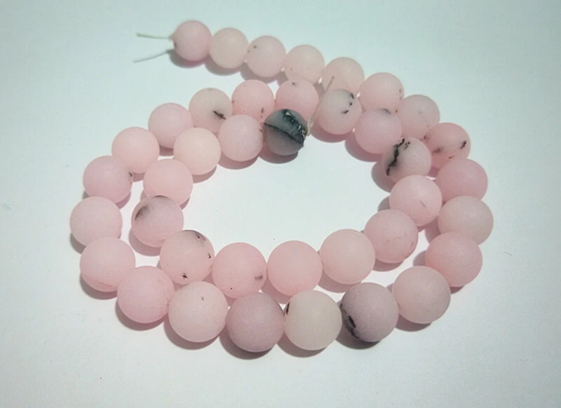 1filo/39pz perline pietre dure diaspro rosa /cherry blossom naturale 10mm opache