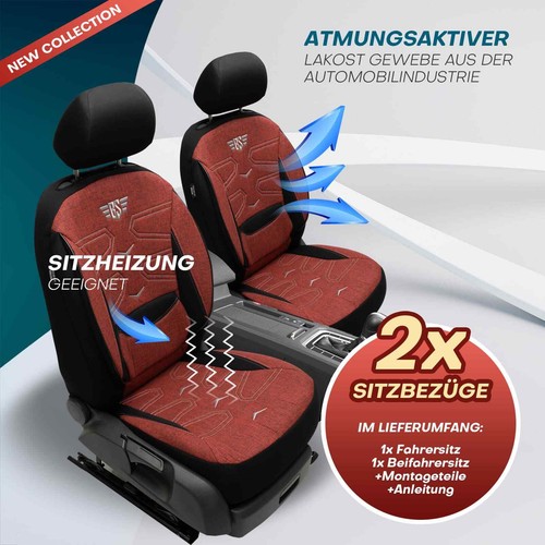 2x Fundas de asiento adecuadas para Hyundai i30 GD desde 2011-2017 (negro-rojo) - Imagen 3 de 12