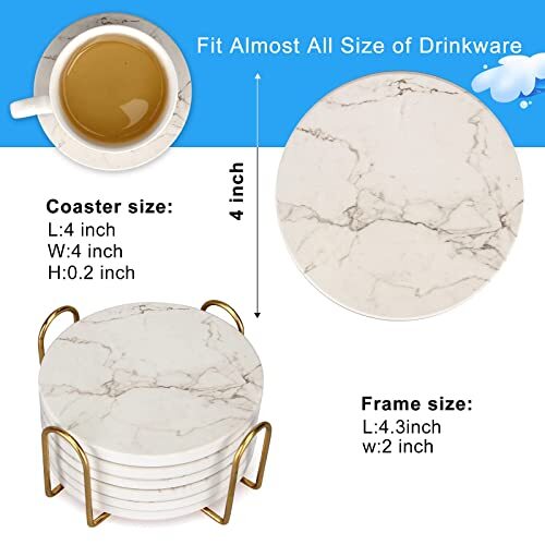 White Marble Round Coasters, Set Of 4 - Be Home B2B Site - View #5