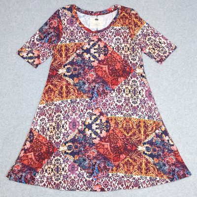 Cupio 3/4 Sleeve Dress Size Medium Patchwork Style Paisley Floral Boho